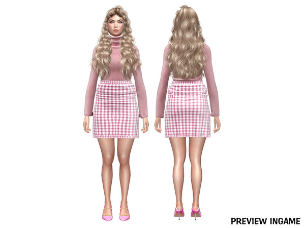 Sims 4 — DAPHS - Clothes SET519 - Plaid Textured Skirt C1700 - TSR by Daph's — A stylish two-piece outfit set featuring a