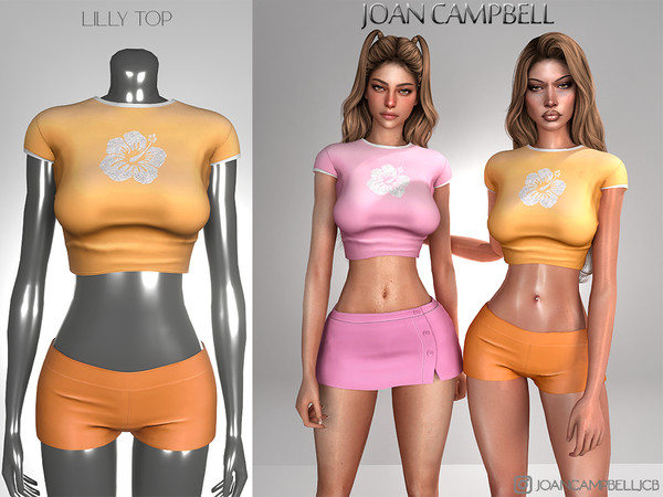 Sims 4 — LILLY CROP TOP by Joan_Campbell_Beauty_ — INCLUDES: SHORTS (14 swatches)