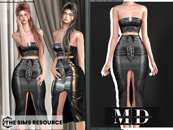Sims 4 — Sasha leather top and skirt set by Mydarling20 — Outfit Information Age Groups: Teens, Young Adults, Adults,