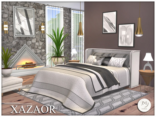 Sims 4 — Xazaor bedroom set by jomsims — Xazaor is a modern and elegant bedroom set for your Sims.