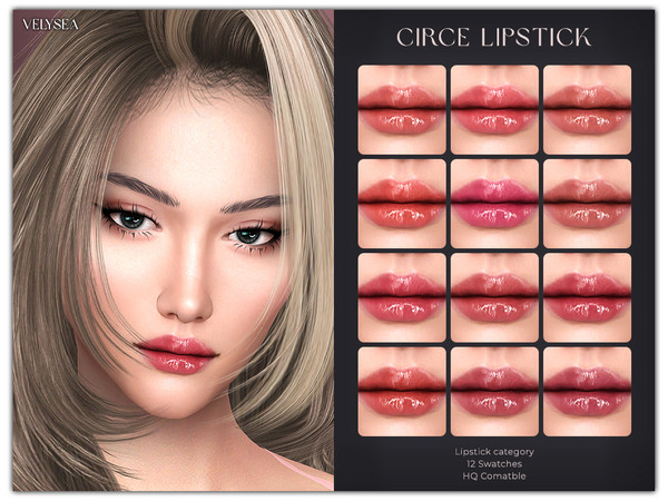 Sims 4 — VELYSEA Circe Lipstick by VELYSEA — -Lipstick category -HQ comatble -12 swatches