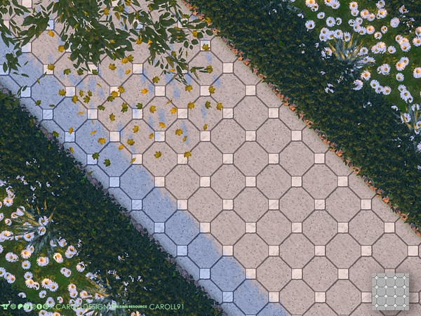 Sims 4 — Rombo Terrain 2 by Caroll912 — A single swatch of textured geometric concrete terrain paint in light grey tones.