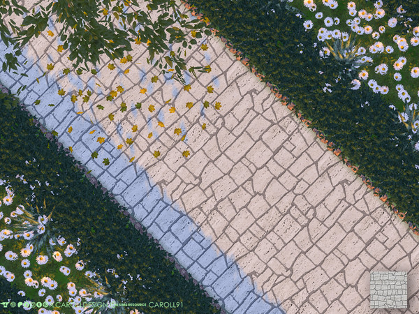 Sims 4 — Travertino Terrain by Caroll912 — A single swatch of textured flagstone terrain paint in grey tones. Suitable
