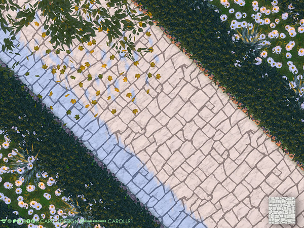 Sims 4 — Travertino Terrain 3 by Caroll912 — A single swatch of marbled flagstone terrain paint in light grey tones.