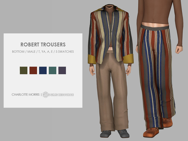 Sims 4 — Robert Trousers by Charlotte_Morris — 5 swatches