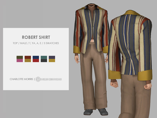 Sims 4 — Robert Shirt by Charlotte_Morris — 5 swatches