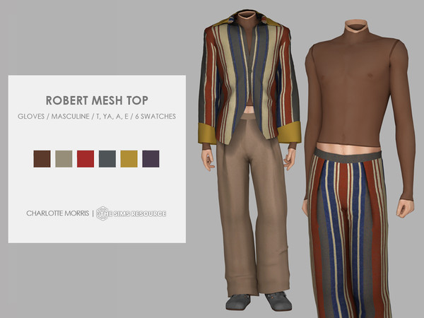 Sims 4 — Robert Mesh Top by Charlotte_Morris — 6 swatches