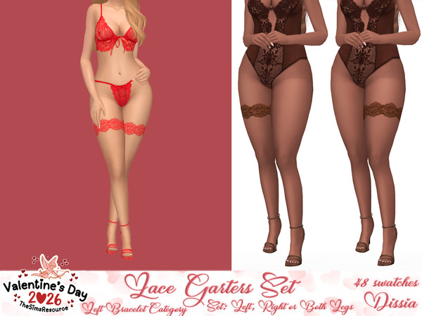 Sims 4 — Lace Garter (Right) by Dissia — Lace thigh garter for left, right or both legs