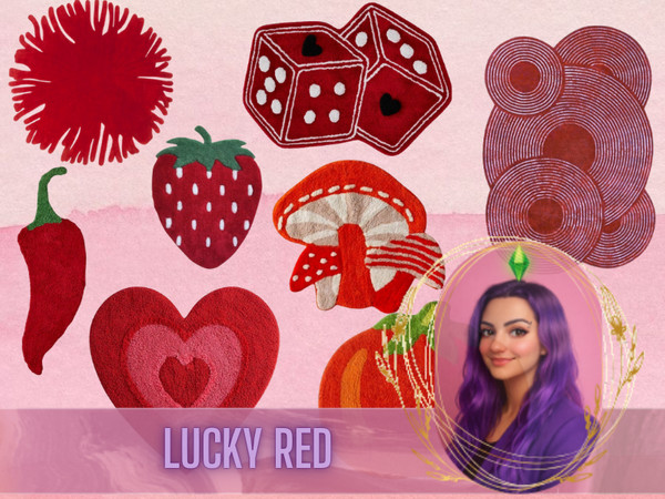 Sims 4 — Lucky Red Rug Collection by gokcemsims — ucky Red is a decorative rug collection featuring bold red colors and