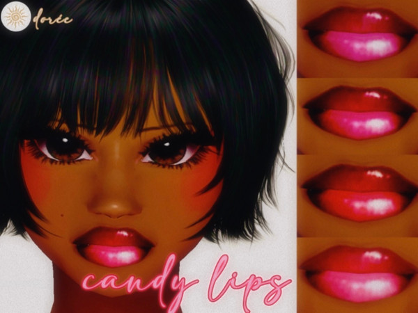 Sims 4 — candy lips - doree by doreesims — juicy, glossy lips with dark liner