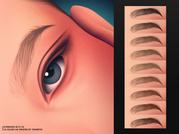 Sims 4 — Feather Drift Brows N173 V2 by cosimetic — A more relaxed and messy version of V1 with freer hair strokes.