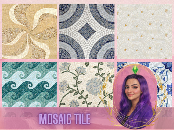 Sims 4 — Mosaic Tile by gokcemsims — This mosaic tile floor features a balanced mix of pattern and color, designed to add