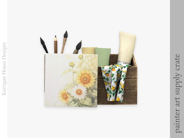 Sims 4 — Painter Supply Crate by kerriganhouse — A cute decor set for artist sims.
