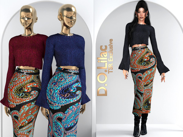 Sims 4 — Bohemian Luxe Elegance Set DO136 by DOLilac — Includes: (Top + Bottom)