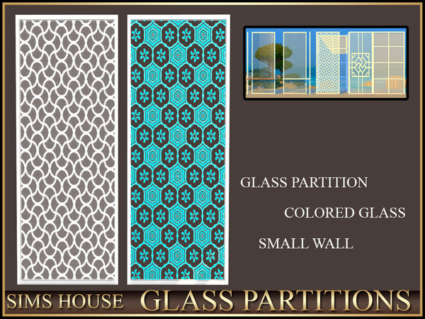 Sims 4 — Sims House GLASS PARTITION COLORED GLASS SMALL WALL | GLASS PARTITIONS by Sims_House — GLASS PARTITIONS