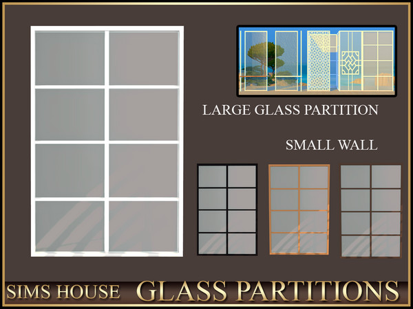 Sims 4 — Sims House LARGE GLASS PARTITION SMALL WALL | GLASS PARTITIONS by Sims_House — GLASS PARTITIONS