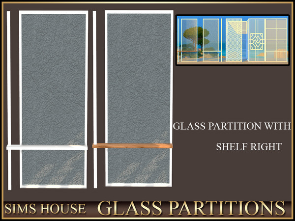 Sims 4 — Sims House GLASS PARTITION WITH SHELF RIGHT | GLASS PARTITIONS by Sims_House — GLASS PARTITIONS