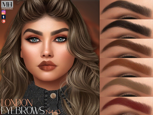 Sims 4 — London Eyebrows N443 by MagicHand — Thick brows in 13 colors - HQ Compatible.