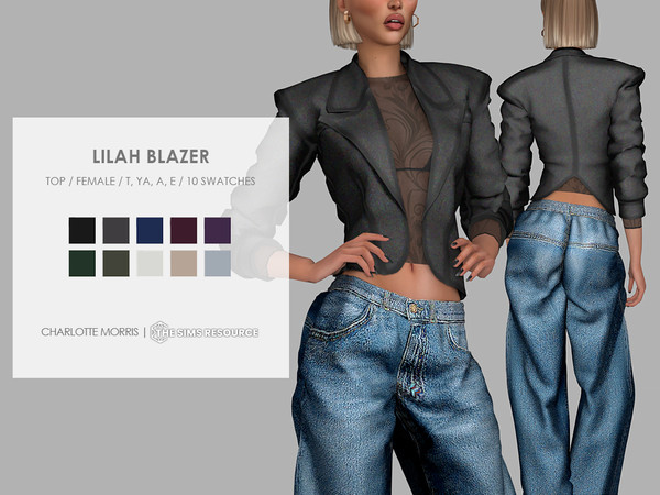 Sims 4 — Lilah Blazer by Charlotte_Morris — 10 swatches