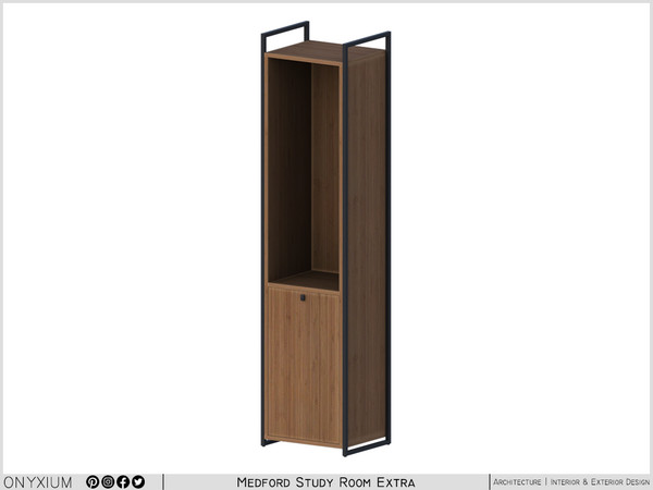 Sims 4 — Medford Shelf Two-Tier With Single Door by Onyxium — Onyxium@TSR Design Workshop Study Room Collection - Belong