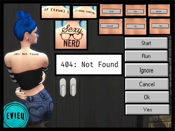 Sims 4 — Coder Shoulder Tattoo by btaylor19 — A nerdy, geeky, coder shoulder tattoo recolored from an upper back tattoo