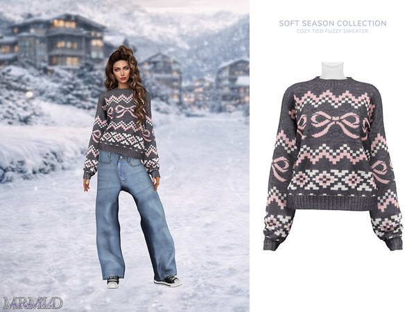 Sims 4 — MERMALADE Cozy Tied Fuzzy Sweater by Mermalade — Alaskan Sweater