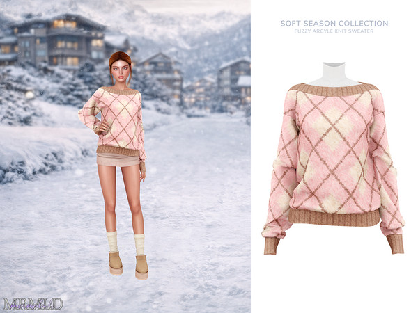 Sims 4 — MERMALADE Fuzzy Argyle Knit Sweater by Mermalade — Alaskan Sweater