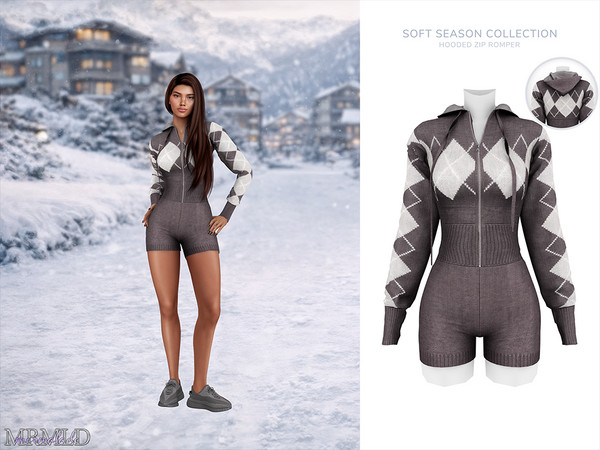Sims 4 — MERMALADE Hooded Zip Romper by Mermalade — Alaskan Sweater