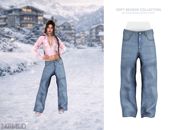 Sims 4 — MERMALADE Relaxed Baggy Denim Jeans by Mermalade — Alaskan Sweater