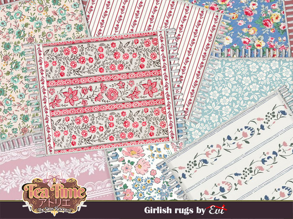 Sims 4 — Girlish rugs by evi — Cute rugs in soft colours