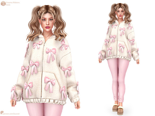 Sims 4 — SET-Dreamy Ribbons P255 - Patreon by busra-tr — Set Inclued : Jacket - Leggings Note: This set was previously