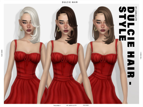 Sims 4 — Dulcie Side Bob Hairstyle by Leah_Lillith — All LODs, Smooth bones, Custom CAS thumbnail, Works with hats. To