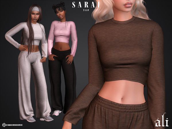 Sims 4 — SARAI top by ali1 — Long-Sleeve Crop Top