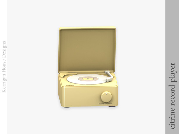 Sims 4 — Citrine Record Player by kerriganhouse — A cute brightly-colored decor set for a dormitory or teen bedroom.