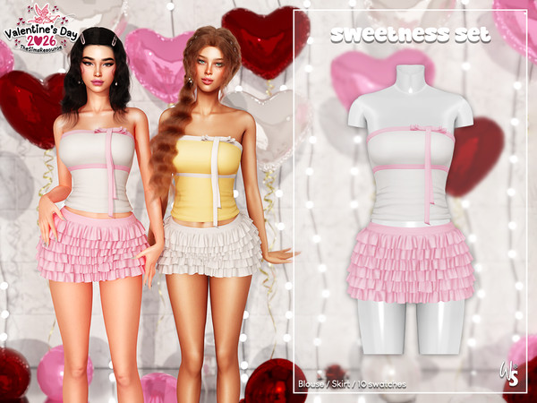 Sims 4 — Sweetness Clothing Set by WisteriaSims — for woman - teen to elder