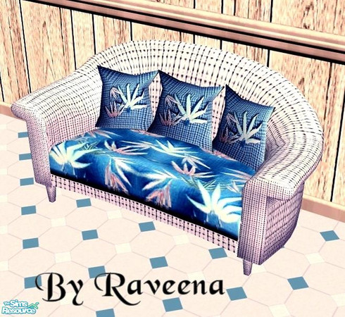 Sims 2 — White Wicker Love Seat by Raveena — Part of the White Wicker Patio set. You need Simaddict99's mesh for this