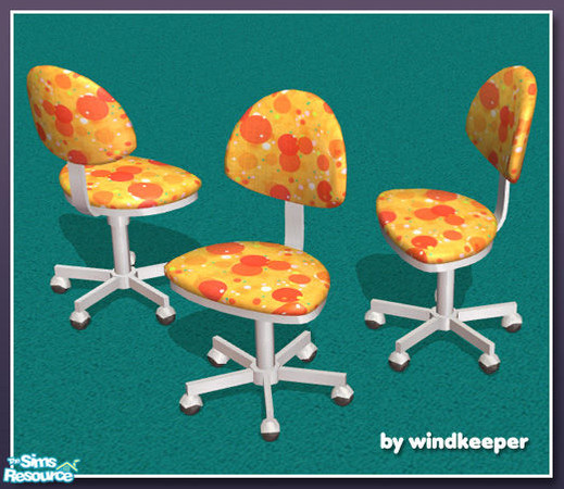 Sims 2 — simple office chair - yellow dots by Windkeeper — Recolor of simple office chair from this set. Requires that