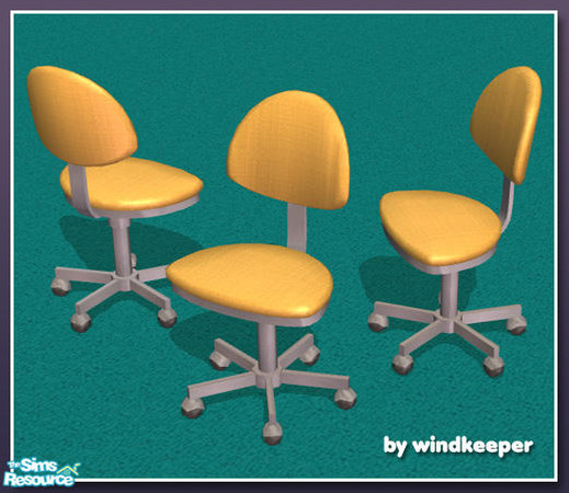 Sims 2 — simple office chair - yellow by Windkeeper — Recolor of simple office chair from this set. Requires that file to