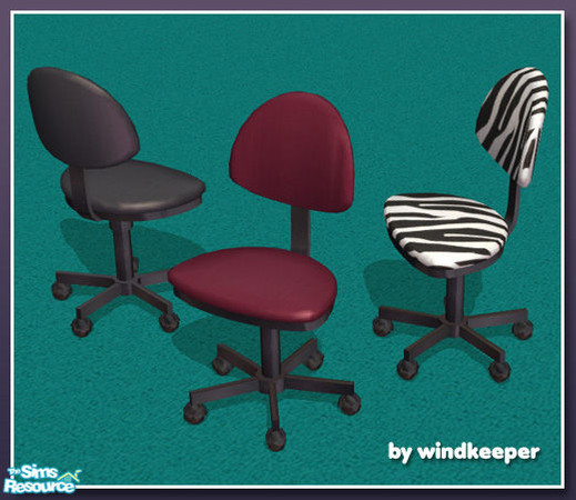 Sims 2 — simple office chair - black metal frame by Windkeeper — Recolor of simple office chair from this set. Requires
