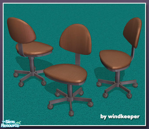 Sims 2 — simple office chair - brown by Windkeeper — Recolor of simple office chair from this set. Requires that file to
