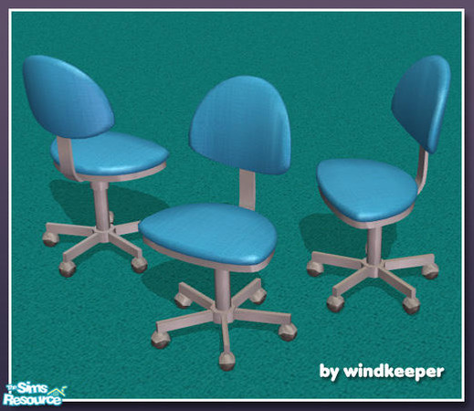 Sims 2 — simple office chair - blue by Windkeeper — Recolor of simple office chair from this set. Requires that file to