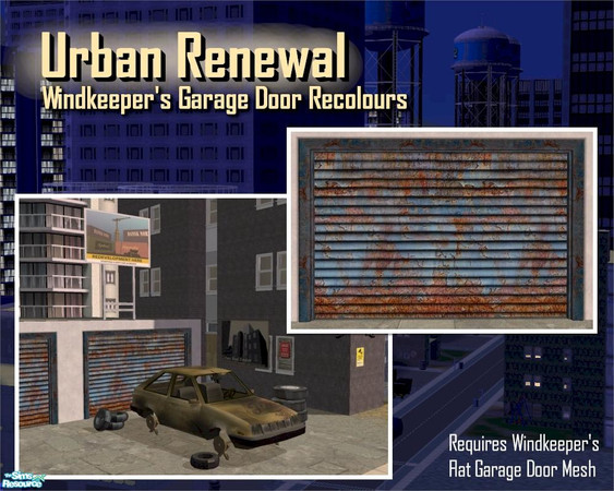 Sims 2 — Corroded Metal Garage Door by Cyclonesue — A RECOLOUR of Windkeeper's flat garage door (mesh required - see