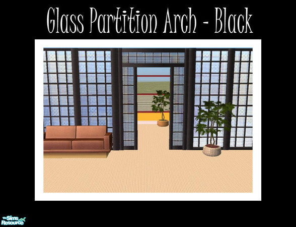 Sims 2 — Glass Partition Arch - Black by Shakeshaft — Part of a set of two more glass partition fences, one in black with