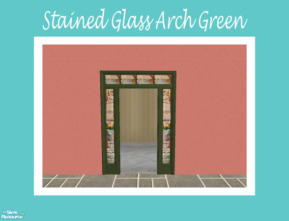 Sims 2 — Stained Glass Arch - Green by Shakeshaft — Part of a set of recolours for the frames of the windows and doors of