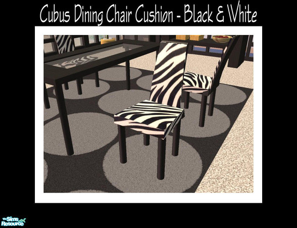 Sims 2 — Cubus Dining Chair Seat - Black & White by Shakeshaft — A Black and White recolour of my Cubus Dining Set,