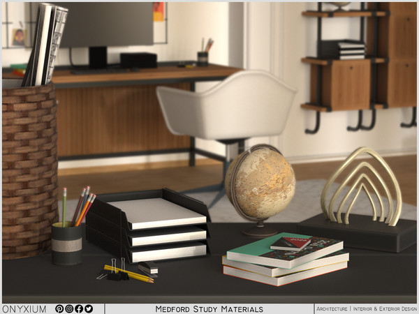 Sims 4 — Medford Study Materials by Onyxium — Onyxium@TSR Design Workshop Study Room Collection - Belong To The 2026 Year