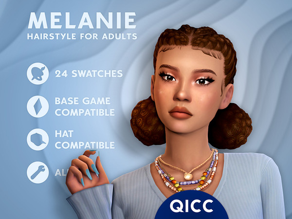 Sims 4 — Melanie Hair by qicc — French braided puffs. - Maxis Match