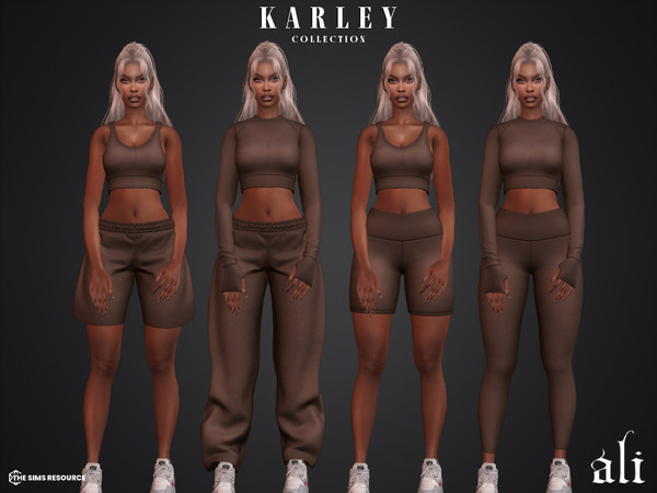Sims 4 — KARLEY collection by ali1 — 6 Piece Set including: Long Sleeve Top, Tank top, Leggings, Athletic Shorts,