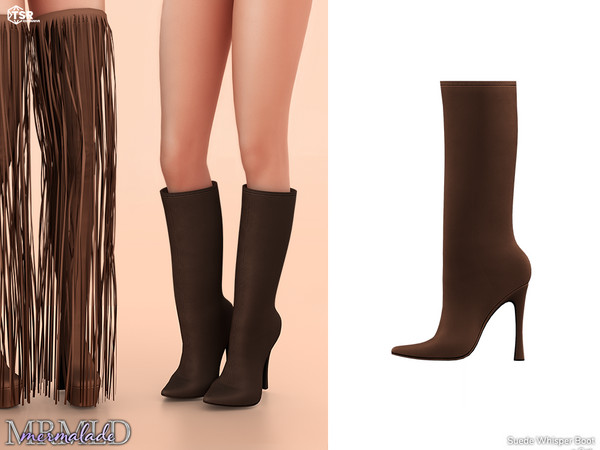 Sims 4 — MERMALADE Suede Heeled Boots S680 by Mermalade — aaaa aaaa aaaasss dffff ffff fff