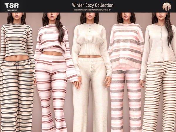 Sims 4 — SET-Winter Cozy Collection - BD1655 by busra-tr — - Set Inclued : Cardigan - T-shirt - Sweatshirt - Joggers -